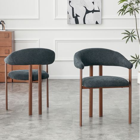 Chaise de salle à manger noire en tissu avec pieds en fer, confort et maintien – 57,5 x 60 x 80,5 cm (1/5)