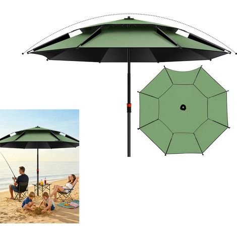 Parapluie de pêche, parasol, accessoire d'ombrage, réglable à 360°, parasol de terrasse, protection solaire, adapté aux chaises de plage et aux jardins (Arc 1,8 m)