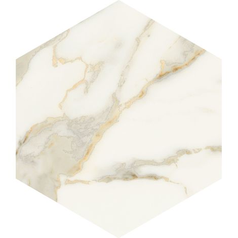 Carrelage sol / mur hexagonal effet marbre beige mate 25x21,6 cm SCULTOREA calacatta oro fino esagona J468 (vendu par boite de 1,17m2)