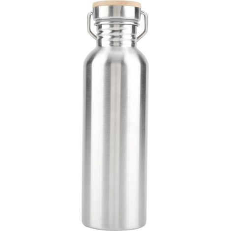 Bouteille d'eau, Acier inoxydable, 25 cm, 750 ml, Argent, polyvalent et pratique, pour un usage quotidien (1/5)