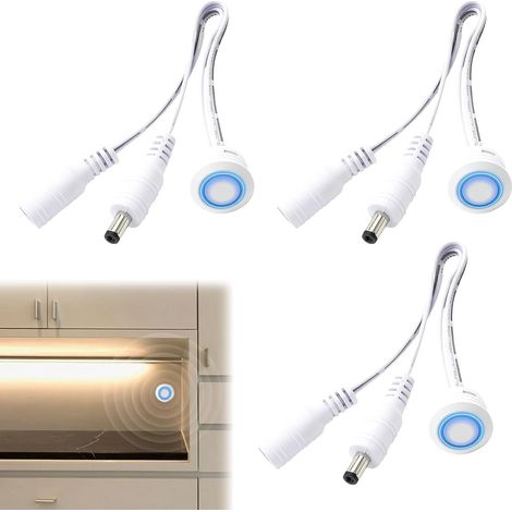 Lot de 3 variateurs tactiles LED - DC5-24 V - Variateur tactile encastrable - Interrupteur tactile - Pour bandes lumineuses (1/5)