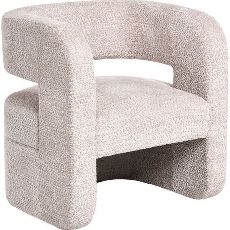 Fauteuil Moderne en Tissu Chenille avec Accoudoirs Assise Large Meuble de Salon Beige Vidsel (1/5)