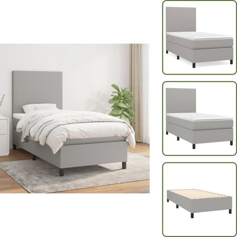 Boxspringbett mit Matratze Hellgrau 90x200 cm Stoff - Boxspringbett - Doppelbett - Schlafraum - Bettenrahmen - Matratze (1/5)