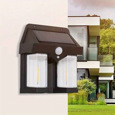 TrAdE Shop Traesio - Applique Doppia Lanterna Solare Led Tungsteno Sensore Movimento Ip65 Da Esterno - (1/5)