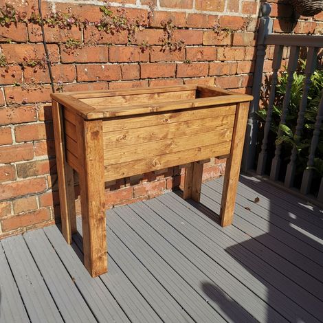 Hand Made Rustic Wooden Medium Raised Garden Trough / Flower Bed Planter (1/5)