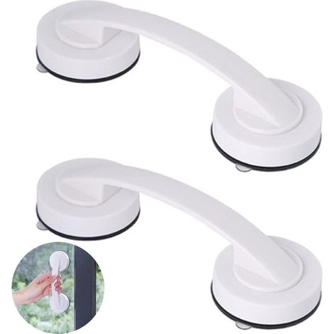 Set di 2 maniglie a ventosa super resistenti, maniglia portatile a ventosa per porte e finestre in vetro di grandi dimensioni, adatta per bagno e armadi, colore bianco. (1/5)