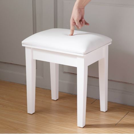 seduta quadrata imbottita bianca in legno per trucco OKMYHOME (1/5)