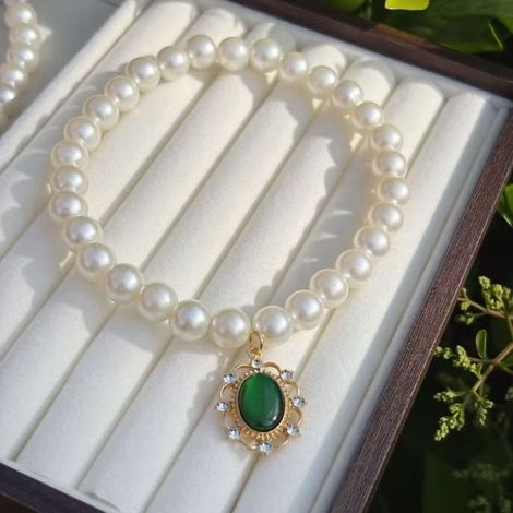 Collier pour Chat et Chien Perlé avec Pendentif Collier de Luxe pour Animal, Ajustable et Sûr(vert)