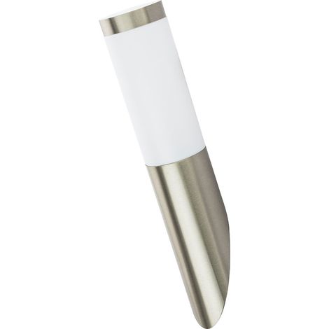 Applique a LED lampada da parete per esterni lampada da giardino in acciaio inossidabile lampada per porta d'ingresso argento, aspetto torcia, 4W 320lm bianco caldo, DxH 7,6x40 cm