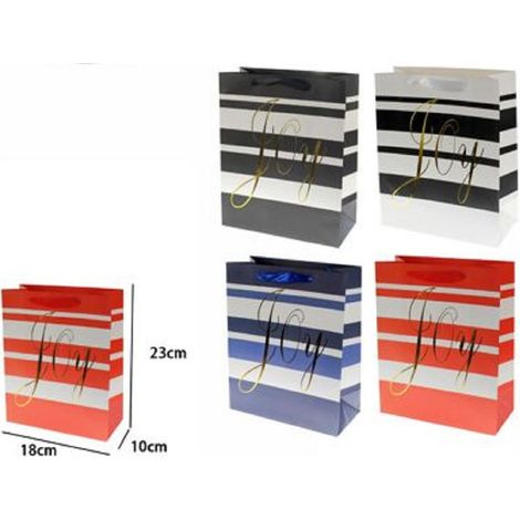 Trade Shop - Set 3pz Buste Busta Da Regalo 23x18x10cm Sacchetto Scritta Joy 69958 Vari Colori -