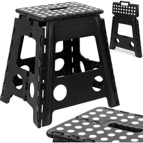 Tabouret Pliant - Antidérapant - Charge Max 120 Kg - Hauteur 40 Cm - Noir - 1 Pièce (1/5)