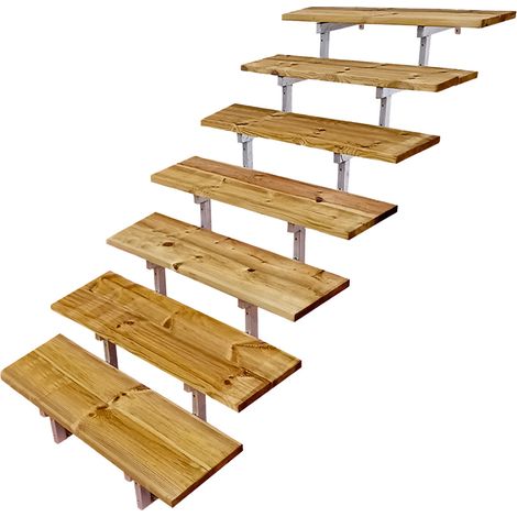 OSLO - Stahltreppe Außen H122cm 7 Treppenstufen Holz KDI Breite 80cm