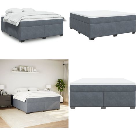 Sommier à lattes de lit et matelas Gris foncé 180x200cm Velours - Lit Double - Lit Velours - Matelas Ressorts Ensachés - Surmatelas - Literie - Home & Living (1/5)