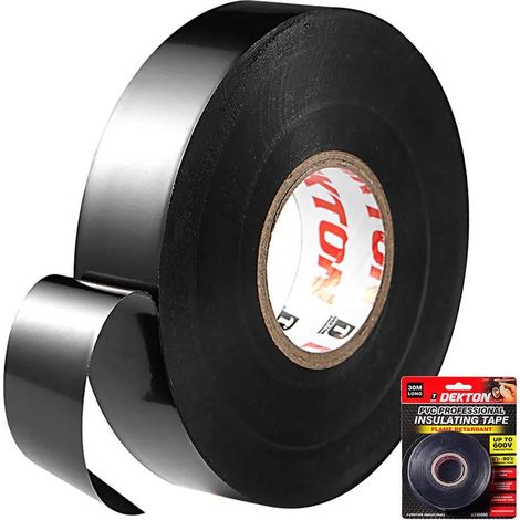 Dekton Black 30m Electrical Pvc Tape Insulation Insulating Flame Retardant (1/2)