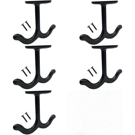 Crochet Plafond à Visser - Lot de 5 Pièces en Alliage de Zinc, Double Griffe pour Ventilateurs de Plafond, Paniers à Fleurs, Manteaux et Décoration - Fixation Robuste et Polyvalente (1/5)