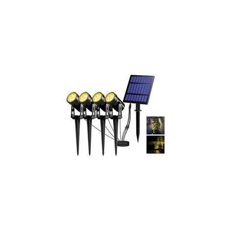Crezuo LED-Solarstrahler für die Garten- und Landschaftsbeleuchtung, IP65 wasserdicht, 3000K warmweißes Licht