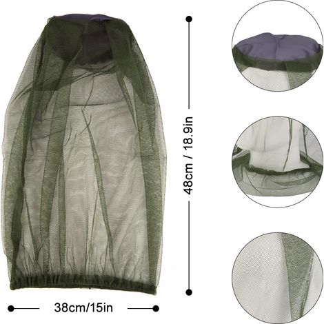 Filets en maille pour tête de moustique, couverture complète pour chapeau de moucheron, pour Camping en plein air et voyage (1/5)