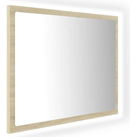Miroir LED de salle de bain Chêne sonoma 60x8,5x37 cm Acrylique