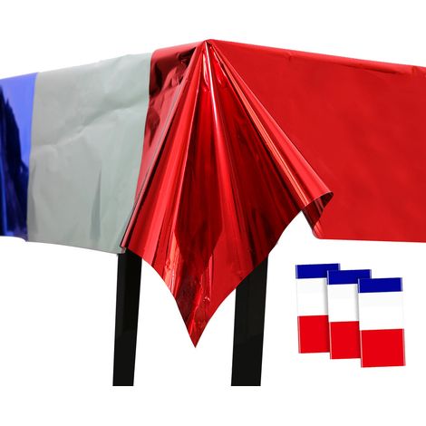 3 nappes jetables en PET, motif rouge blanc bleu, 1 x 2,7 m, pour fêtes patriotiques et événements festifs (1/5)