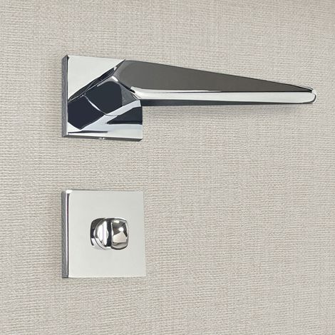 Poignée de porte design à condamnation finition aspect chrome brillant Tosca - KATCHMEE (1/4)