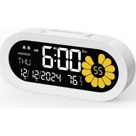 Digitaler Wecker für das Schlafzimmer: Dual-Alarm Nachttischuhr VA LCD-Display mit Sekundenanzeige, 9-Minuten-Schlummerfunktion und Wochenendmodus, 3 Helligkeitsstufen, 4 Alarme für Nachttisch (1/5)