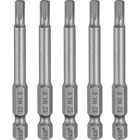 5Pcs H4.0 Embout de Tournevis Hexagonal 4mm Métrique Pointe Plate 1/4" Tige Hexagonale 65mm (2.56") Longue Magnétique Embouts de Tournevis à Douille Hexagonale (1/5)