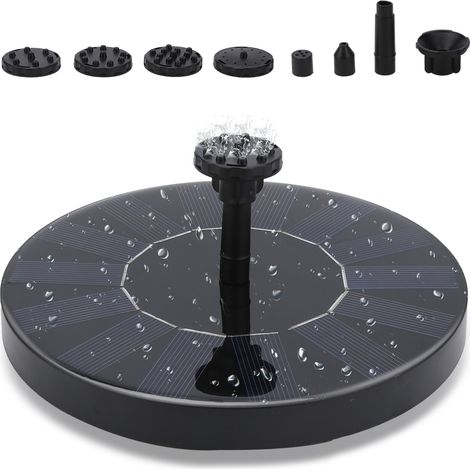 Randaco Solarpumpe 1.5W Brunnen Gartenbrunnen 6 Fontänenstilen 190L/h Solar Wasserpumpe Solar Teichpumpe (1/5)