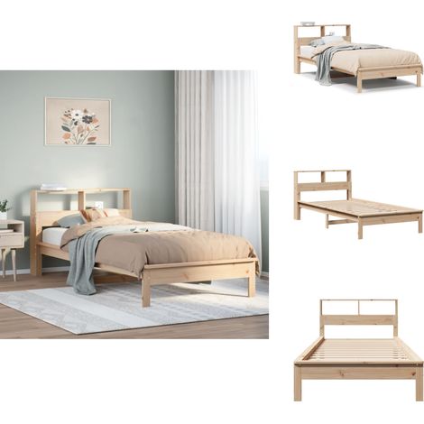 Lit bibliothèque sans matelas 75x190 cm bois de pin massif - Lit Bibliothèque - Lits Bibliothèque - Lit - Lit Simple (1/5)