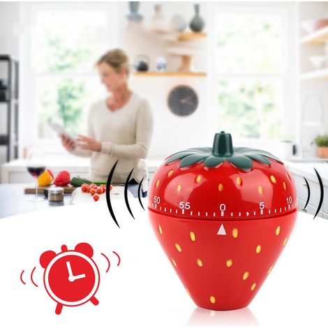 Minuteur de cuisine mécanique en forme de fraise (60 minutes) (1/5)