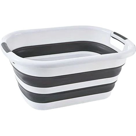 Cestino portaoggetti, versatile, design salvaspazio, grigio e bianco, 1 pezzo (1/2)