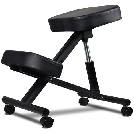 Tabouret orthopédique postural réglable en hauteur avec coussins ultra-confortables et système de blocage des roues noires (1/5)