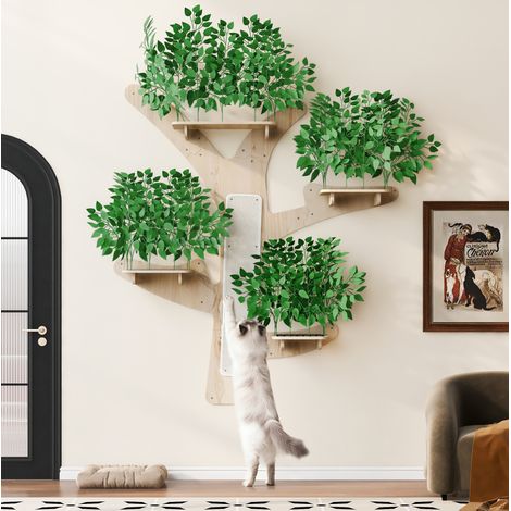 Arbre à chat mural design arbre 155x210 cm vert HAVRYA (1/5)
