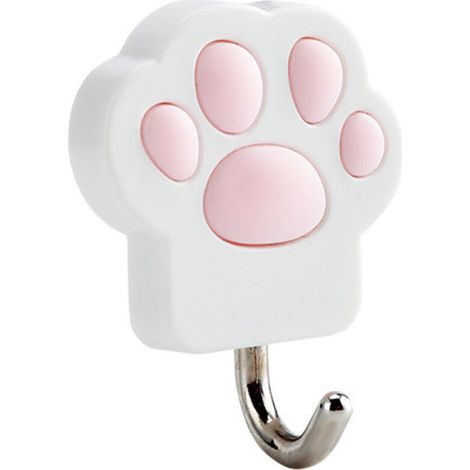 Lot de 3 crochets autocollants en forme de griffe de chat – Patère murale, sac à serviettes, porte-clés, cuillère de cuisine, spatule de salle de bain, salon, porte de plafond（Blanc）