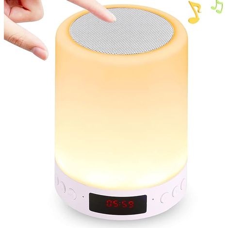 Wecker mit Nachtlicht, intelligenter RGB-Touch-Bluetooth-Lautsprecher mit 7 einstellbaren Farben, einsetzbar im Wohnzimmer, Schlafzimmer und Esszimmer.