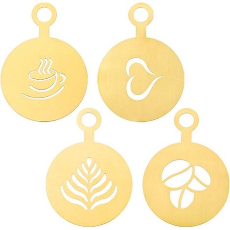 Allecto，Plantilla para café，Acero inoxidable，Acero inoxidable，Plantilla decorativa，Plantillas artísticas，4 piezas (1/5)