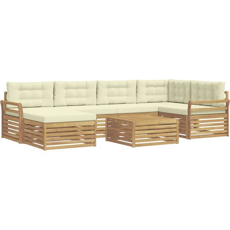 Outdoor Sofa Set 7 pcs White and Cream vidaXL (1/5)