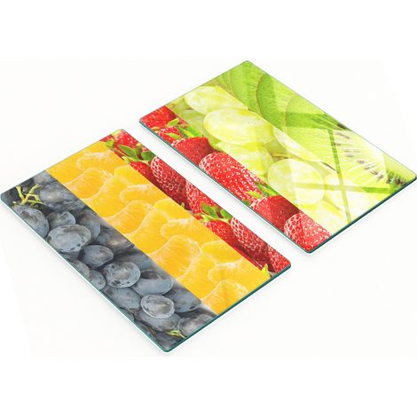 Tablas de servir de cristal para cocina con coloridos dibujos de frutas 2x30x52 cm