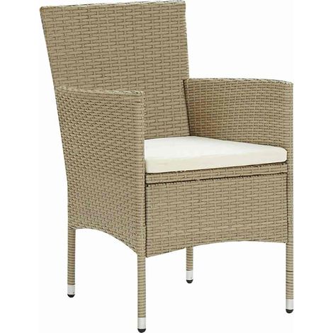 Maison Exclusive - Garten-Essstühle 2 Stk. Poly Rattan Beige (1/5)