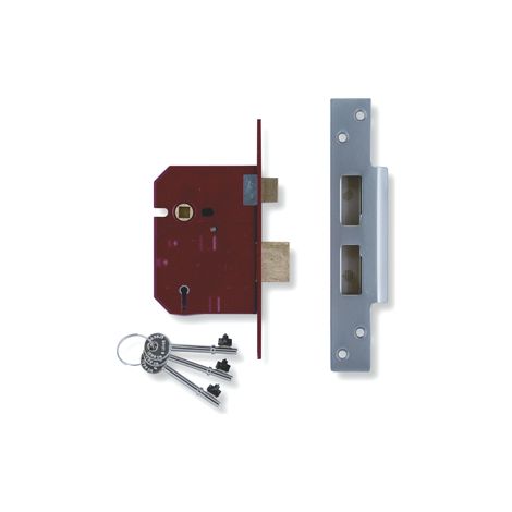 Union 2134E 5 Lever Bs Mortice Deadlock Satin Chrome Finish 67Mm 2.5In Box