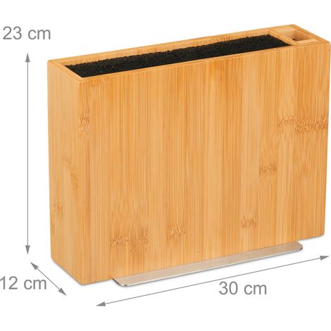 Bloque de cuchillos soporte moderno con compartimento lateral 20 x 10 x 25 cm de bambú natural 130012902 (1/4)