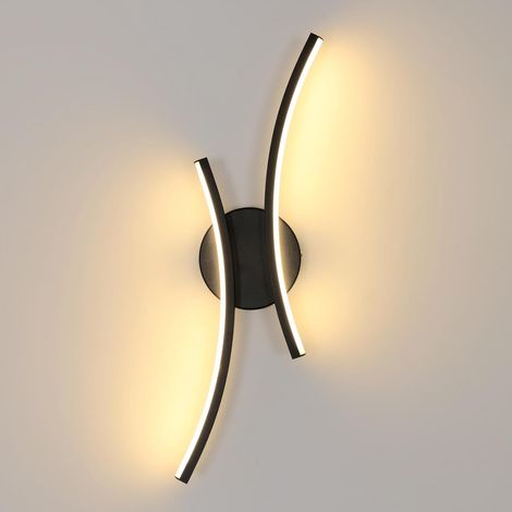 Applique Murale Intérieure LED, 20W 2250LM Noir Lampe Murale LED Chambre Créativité, 44.5CM Luminaire Mural Moderne en Aluminium pour Salon Cuisine Couloir Escalier, Blanc Chaud 3000K (1/5)