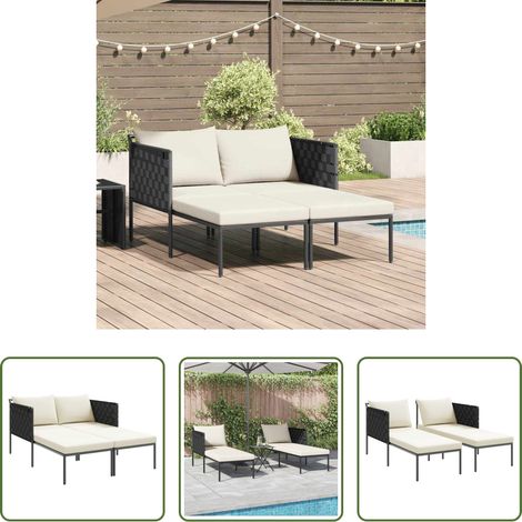 Sonnenliege - Sonnenliege mit Kissen 2-Person Anthrazit 153 x 115 x 69,5 cm (1/5)