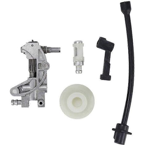 Kit de 5 piezas de bomba de aceite, filtro, manguera, línea de aceite, boquilla de turbina para motosierra 4500 5200 5800 45CC 52CC 58CC (repuesto) (1/5)