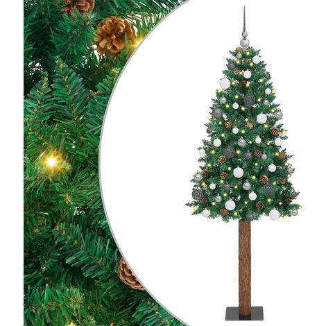 Árbol de Navidad Delgado con 300 LED con soporte Verde 180 cm vidaXL (1/5)