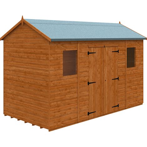 12 x 6 Feet Workman Apex 12mm Shed - Solid Wood/Softwood/Pine - L355 x W175 x H240.5 cm - Burnt Orange