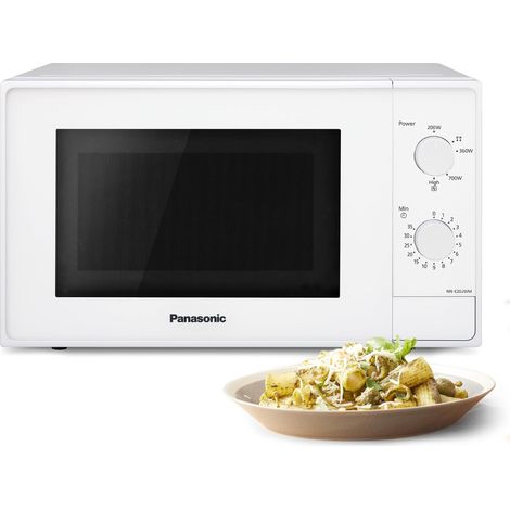 Panasonic NN-E20JWMEBG Forno a Microonde con Piatto Rotante in Vetro, 20L, 800W, Funzione Scongelamento, 5 Livelli di Potenza, Timer, Bianco (1/5)