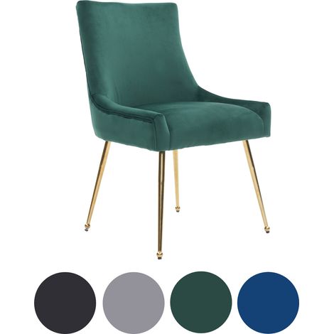 Single Green Viviana Velvet Dining Chair with Gold Legs and Ring Handle - Modern Upholstered Accent Chair (1/5)