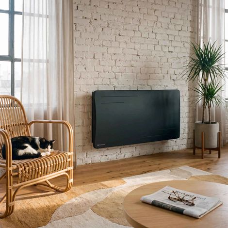Radiateur électrique connecté 1500W à inertie sèche céramique horizontal Noir Alice