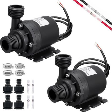 Pompes Eau 12V 800L/h Lot 2, Submersible Sans Balais Fontaine Bassin, Circulation (1/5)