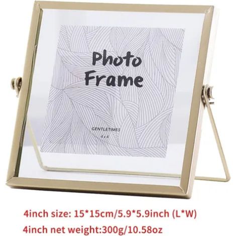 Cadre photo transparent en verre avec support en fer, à poser sur une table, pour fleurs séchées, décoration intérieure, 10 cm (4 pouces). (1/5)